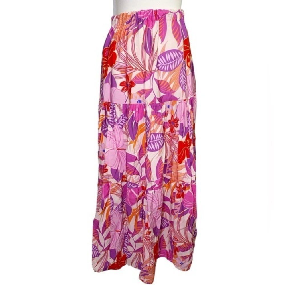 DREW Floral Maxi Skirt - Pink, Purple, and Orange